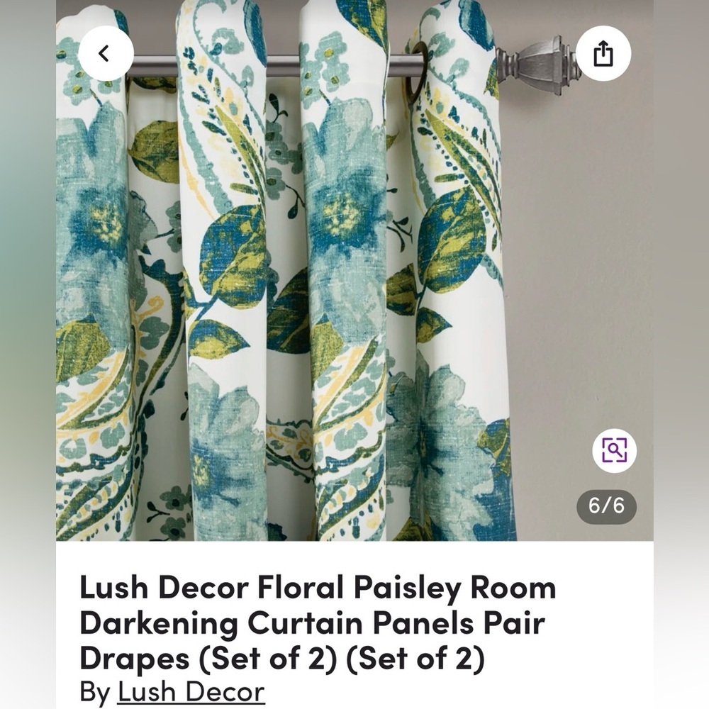 NIB Lush Decor Half Moon Floral Paisley Curtains - Navy and White. - Picture 4 of 8